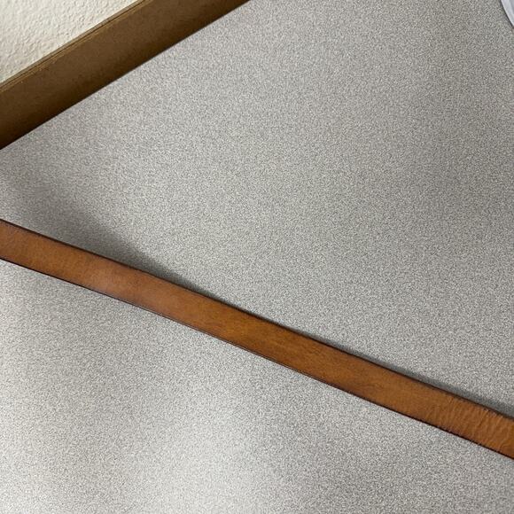 J Crew Leather Belt Womens Medium Tan Brown Brass Buckle Classic Preppy Boho 1" - Picture 4 of 8